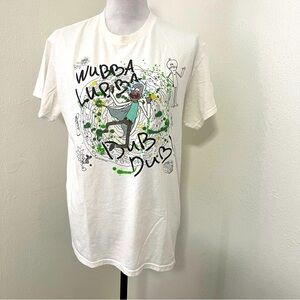 Rick and Morty Scribble Portal Medium Unisex White Graphic T-shirt Streetwear